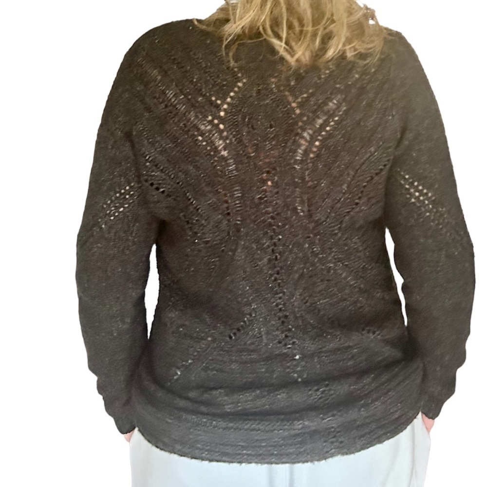 Line oversized sweater chunky knit dark grey size medium wool blend - Picture 2 of 12